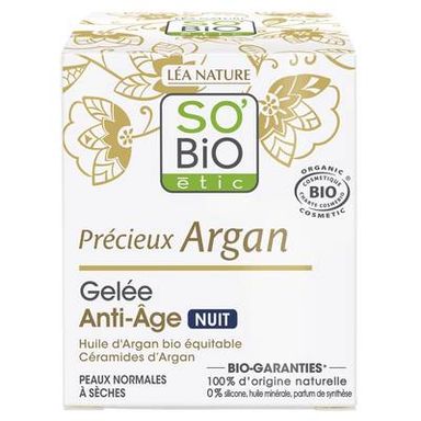 SO'BiO étic Gelée de nuit anti-âge à l'huile d'argan Bio, 40ml