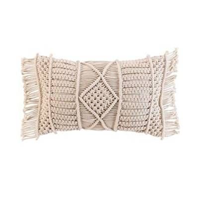 Douceur D Interieur Coussin Déco à Franges macralina  Beige, 30 x 50  cm