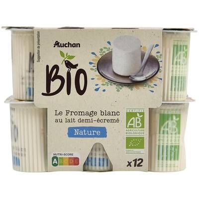 Auchan BIO Fromage frais nature Bio, 12x60g