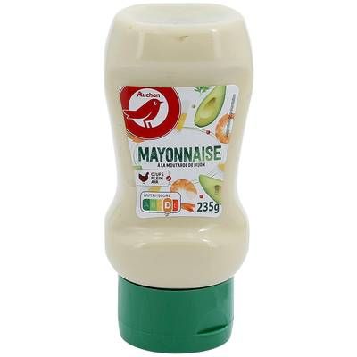 Auchan Mayonnaise à la moutarde de Dijon et aux oeufs plein air en flacon souple, 235g