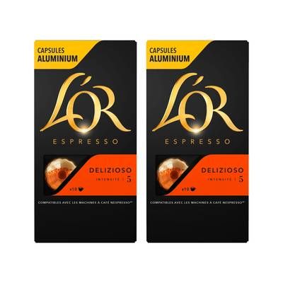 L'or Espresso Café Delizioso intensité 5, Lot de 2x10 capsules
