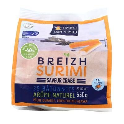 Compagnie Des Pêches Saint Malo Briezh Surimi Saveur Crabe, 39 bâtonnets - 650g