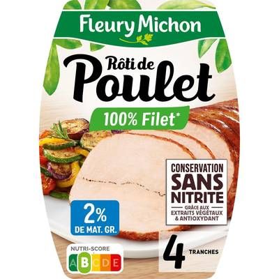Fleury Michon Rôti de Poulet, Conservation Sans Nitrite, 4 tranches - 150g