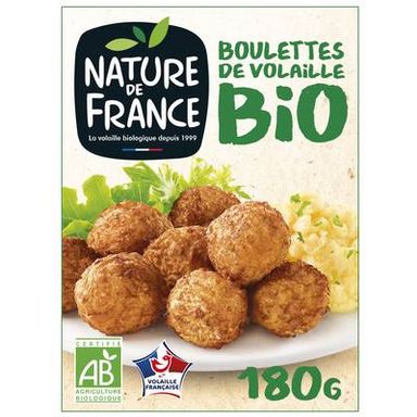 Nature De France Boulettes de Volaille Cuites Bio, 180g