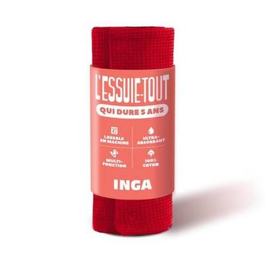 Inga Essuie-tout lavable multifonction rouge, 5 feuilles d'essuie tout
