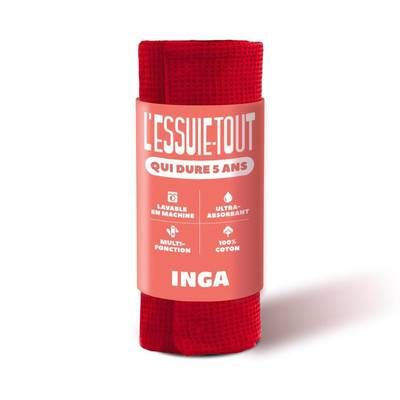 Inga Essuie-tout lavable multifonction rouge, 5 feuilles d'essuie tout