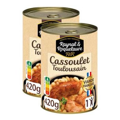 Raynal et Roquelaure Cassoulet Toulousain cuisiné à la graisse d'oie, Lot de 2x420g