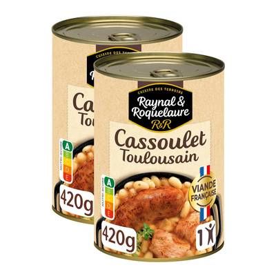 Raynal et Roquelaure Cassoulet Toulousain cuisiné à la graisse d'oie, Lot de 2x420g