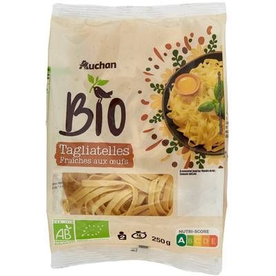 Auchan BIO Tagliatelles Fraîches Bio aux Oeufs, 250g