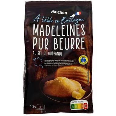 Auchan Gourmet Madeleines pur beurre au sel de Guérande sachets individuels, 330g