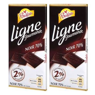 Poulain Ligne gourmande chocolat noir 70%, Lot de 2x100g