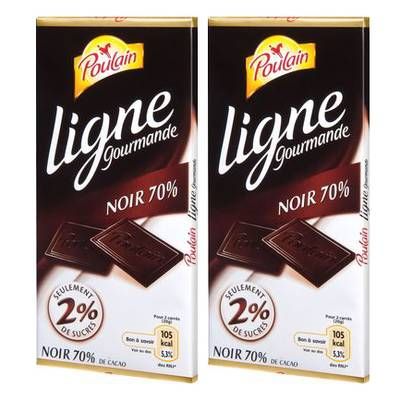 Poulain Ligne gourmande chocolat noir 70%, Lot de 2x100g