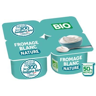 Les 300 laitiers bio Fromage blanc bio nature, 4x100g