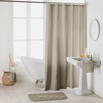 Douceur D Interieur Rideau de douche Essencia taupe avec anneaux, 180 x 200 cm