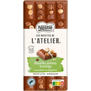 Nestlé Les Recettes de l'Atelier Chocolat au lait noisettes entières torréfiées, 170g
