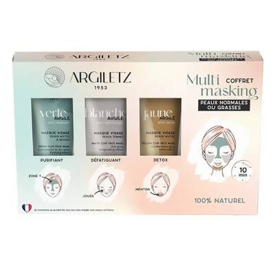 Argiletz Coffret trio de mini masques à l'argile peaux grasses, 3x30g