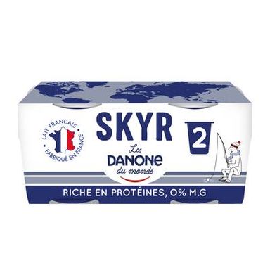 Les Danone Du Monde Skyr nature 0%mg, 2x140g