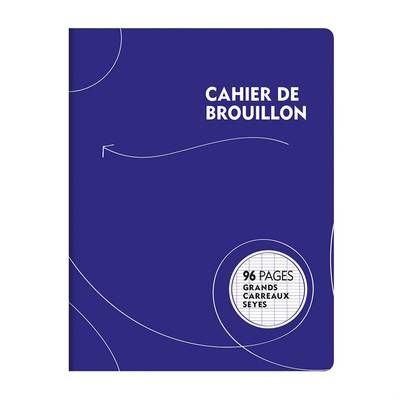 Cahier de brouillon 17 x 22 cm grands carreaux, 96  pages