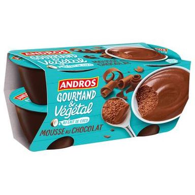 Andros Gourmand et Végétal Mousse au chocolat végétale, 4x55g