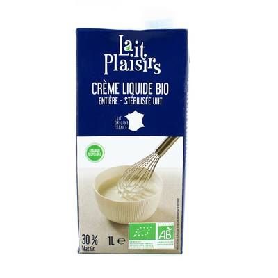 Lait Plaisirs Crème entière liquide bio UHT, 1l