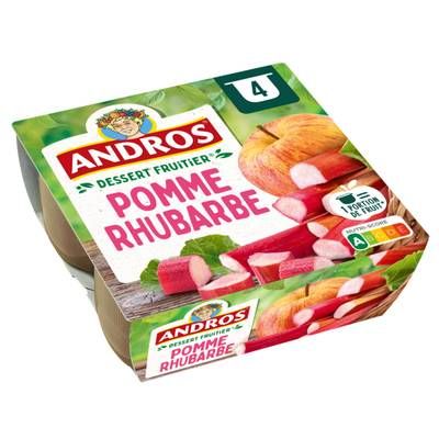 Andros Compote Pomme rhubarbe, 4x100g