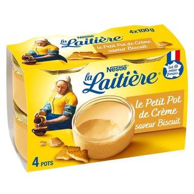 La laitière Petit pot de crème saveur biscuit, 4x100g