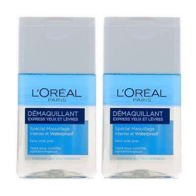 L'Oréal Démaquillant doux yeux et lèvres pour maquillage waterproof, Lot de 2x125ml