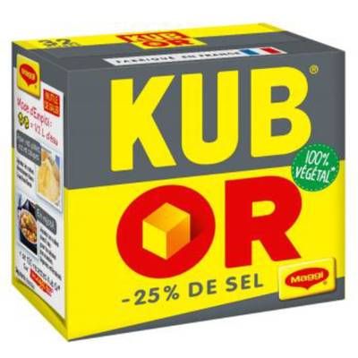 Maggi Bouillon Kub'or -25% de sel en moins - 32 cubes, 32x3,8g