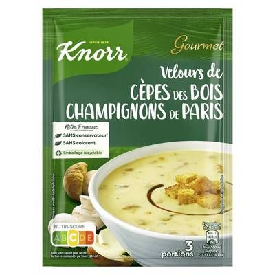 Knorr Soupe Velours de Cèpes des Bois et Champignons de Paris déshydratée, 91g