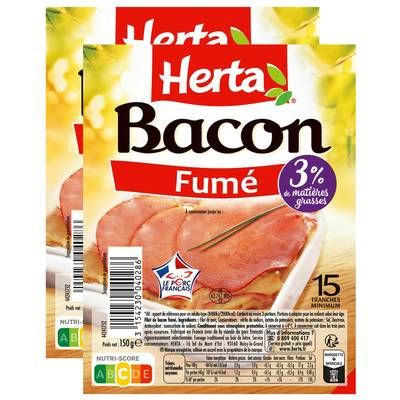 Herta Bacon Fumé, Lot de 2x150g