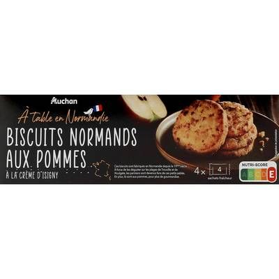 Auchan Terroir Biscuits sablés normands aux pommes et crème d'Isigny, 150g