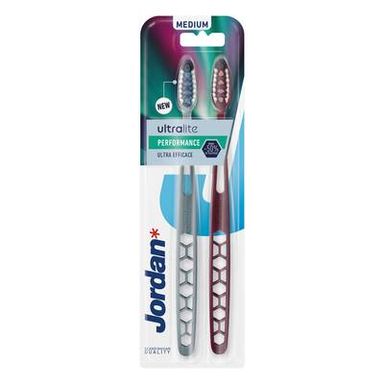 Jordan Brosse à Dents Adultes Médium Ultra Lite Performance, 2 brosse à dents