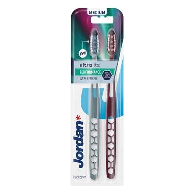Jordan Brosse à Dents Adultes Médium Ultra Lite Performance, 2 brosse à dents