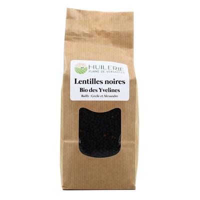 Huilerie Plaine de Versailles Lentilles Noires Bio cultivées dans les Yvelines, 500g
