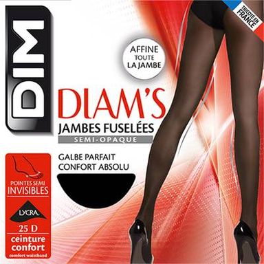 Dim Collant Diam's Jambes Fuselées semi-opaque Noir 25D, Taille 2