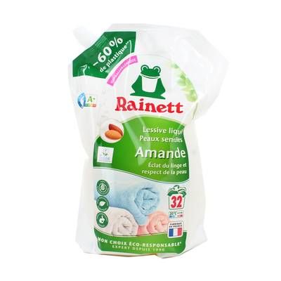 Rainett Lessive liquide Peaux sensibles Amande Eco-Recharge, 1,6L