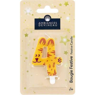 Ambiances Devineau Bougie chiffre 4 Lion, 1 bougie