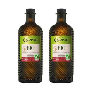 Carapelli Huile d'Olive Vierge Extra Vivace Bio Fruitée, Lot de 2x75cl