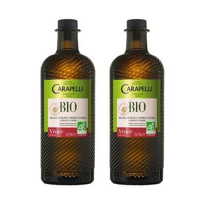 Carapelli Huile d'Olive Vierge Extra Vivace Bio Fruitée, Lot de 2x75cl