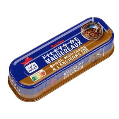 Auchan Filets de maquereaux à la moutarde à l'ancienne bio, 85g