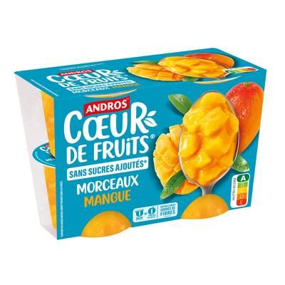 Andros Morceaux mangue sans sucre ajouté, 4x94g