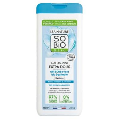 So'Bio Gel douche extra doux, au gel d'Aloe vera bio, hydrate, 650ml