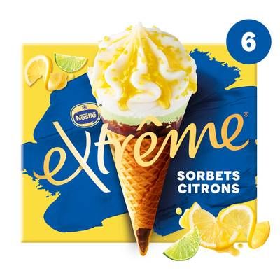 Extrême Cônes glacés Sorbet Citron, 6 cônes - 426g