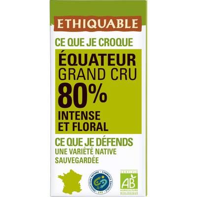 Ethiquable - Commerce Equitable Chocolat Noir 80% cacao Bio d'Equateur, 100g