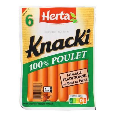 Herta Knacki Saucisses 100 % Poulet, 6 saucisses - 210g