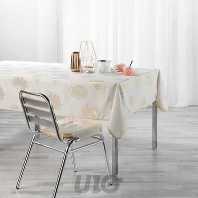 Douceur D Interieur Nappe rectangle Polyester imprime metallise Sunny Gold, 145 x 240 cm cm