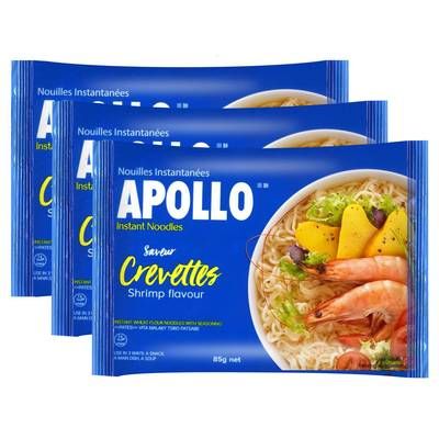 Apollo Nouilles chinoises à la crevette en sachet, Lot de 3x85g