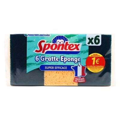 Spontex Éponges gratte fibre recyclés, 6 pièces