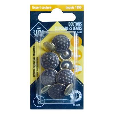 Style couture Bouton clipsables jean, 5  pièces
