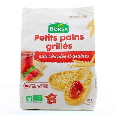 Borsa Petits pains grillés bio céréales et graines, 225g